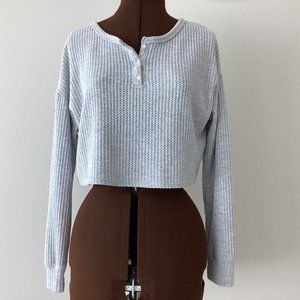 Waffle Knit Long Sleeve Crop Top